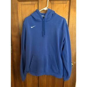 Nike Blue Hooded Sweatshirt Size Large - 81% Cotton 19% Polyester